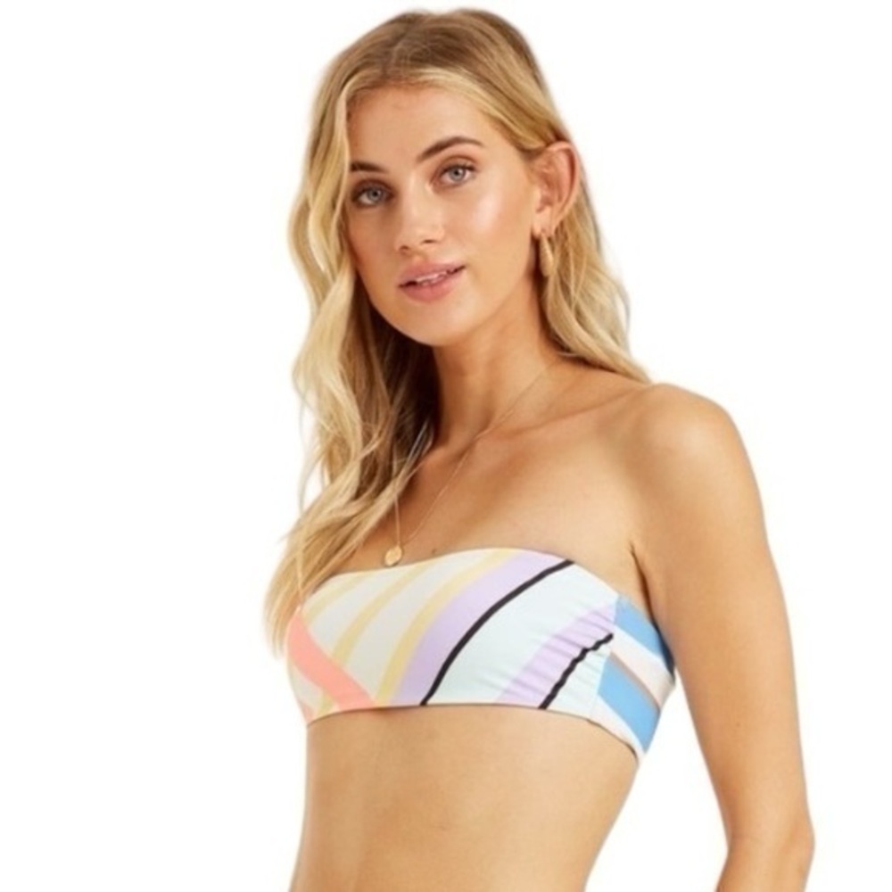 Billabong Women's Break A Dawn Striped Tube Bandeau Bikini Top Size Medium NWT